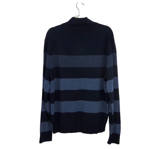 Brooks Brothers Men's Navy Blue Striped Button Up Wool Sweater XL Preppy - Picture 2 of 4